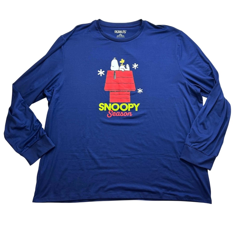 Peanuts Snoopy Season Long Sleeve Graphic Tee Blue 3X LZ45301SB New with Tag